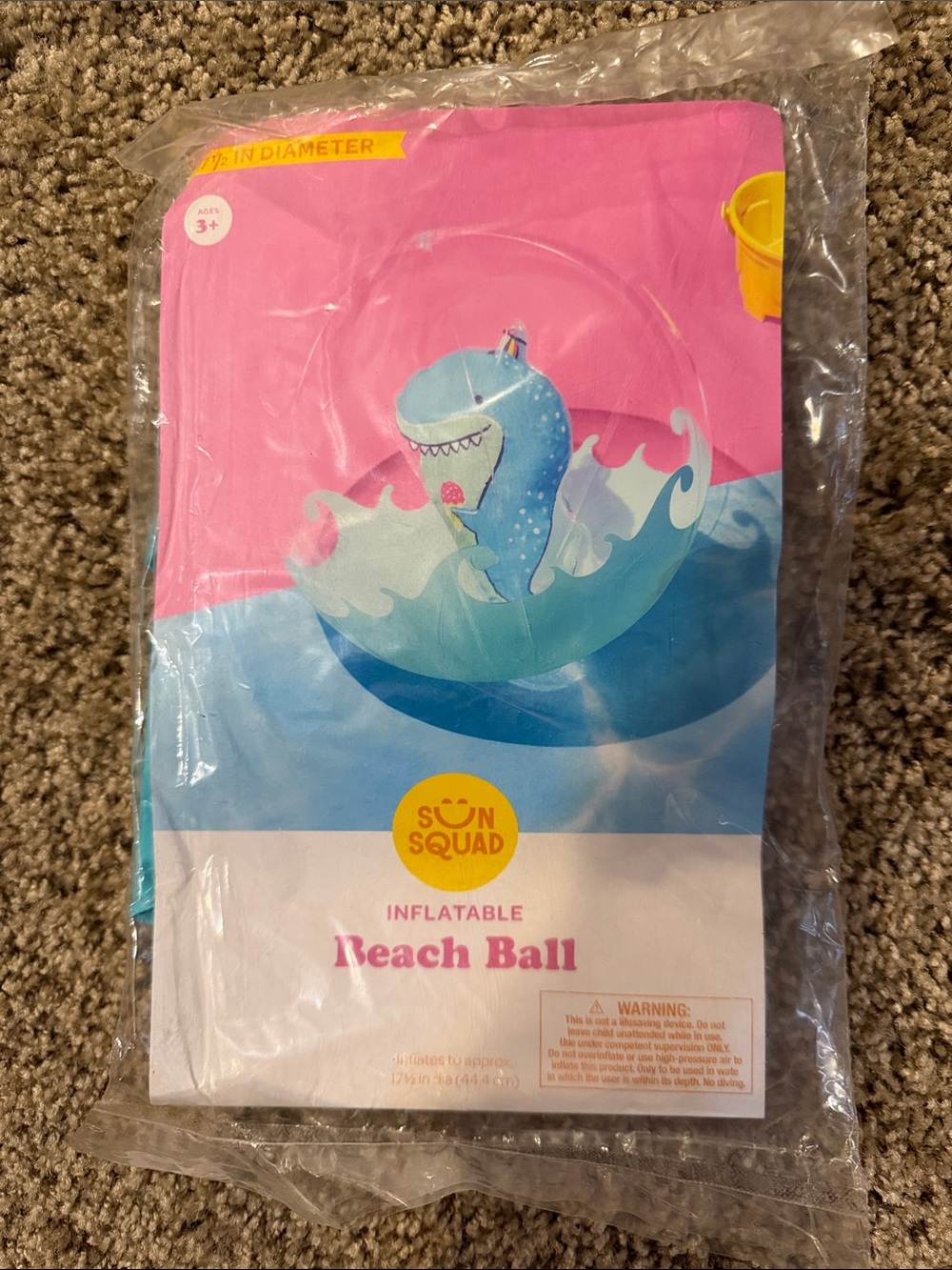 Sun Squad Kids Inflatable Beach Ball - Pink & Blue